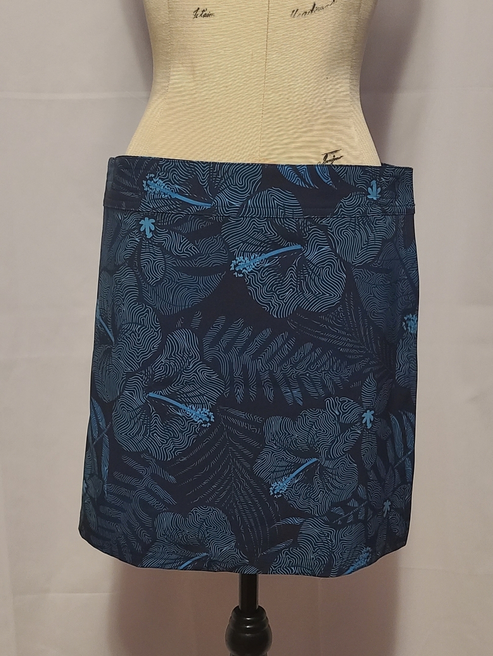 Rip Skirt Hawaiian Floral Blue Print Velcro Skirt